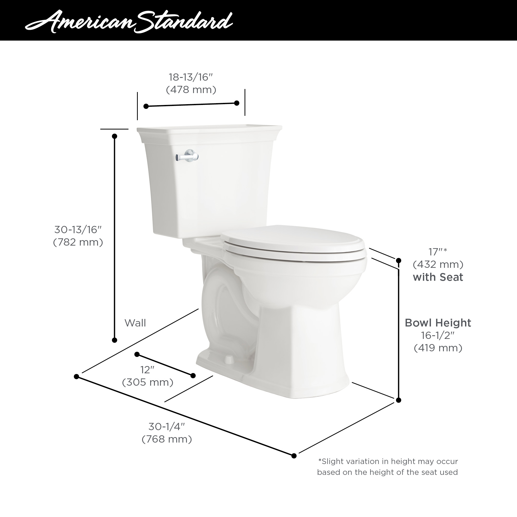Estate VorMax Two-Piece 1.28 gpf/4.8 Lpf Chair Height Elongated Toilet less Seat